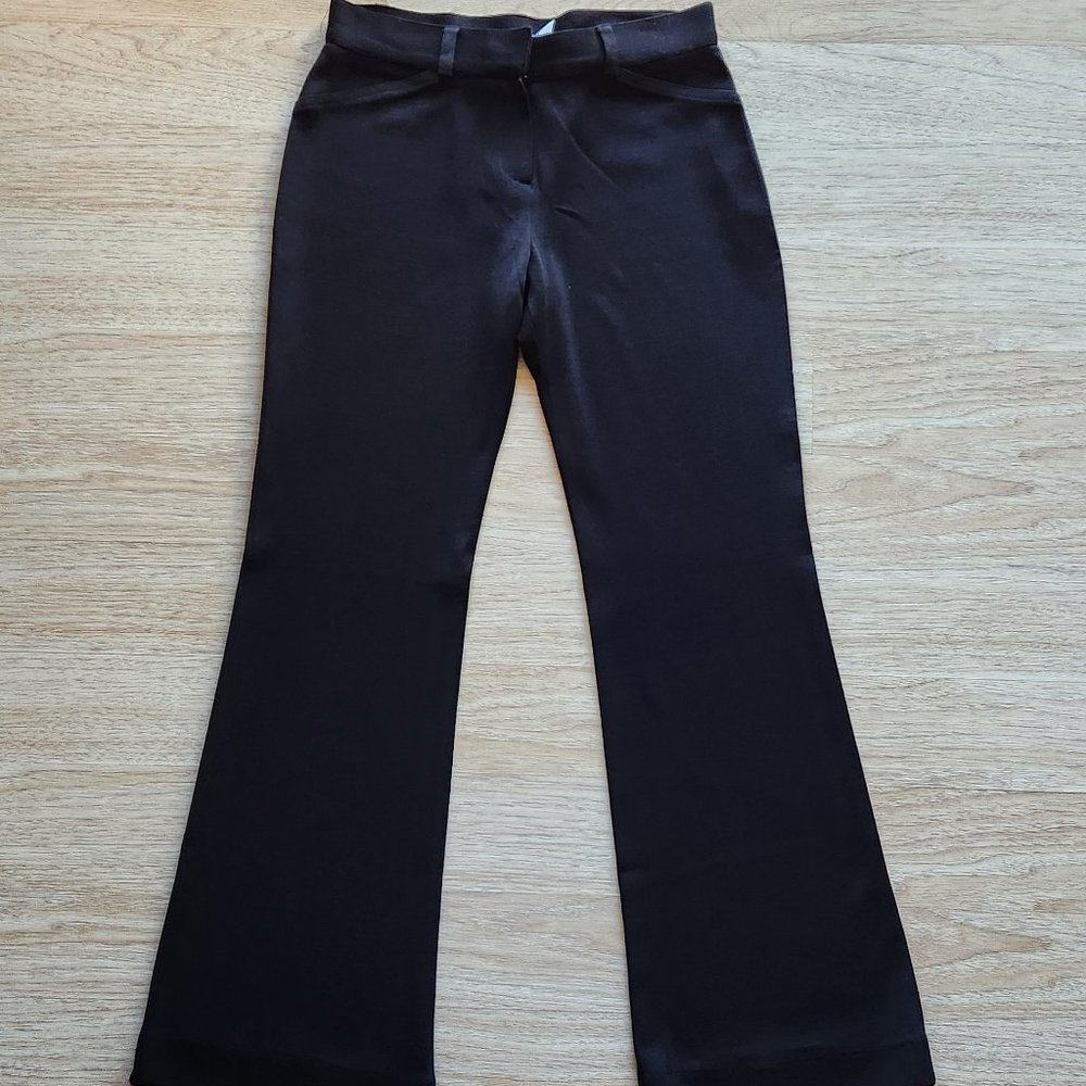 Exclusively Misook Bootcut Pants Zip Stretch Knit 100% Acrylic Black